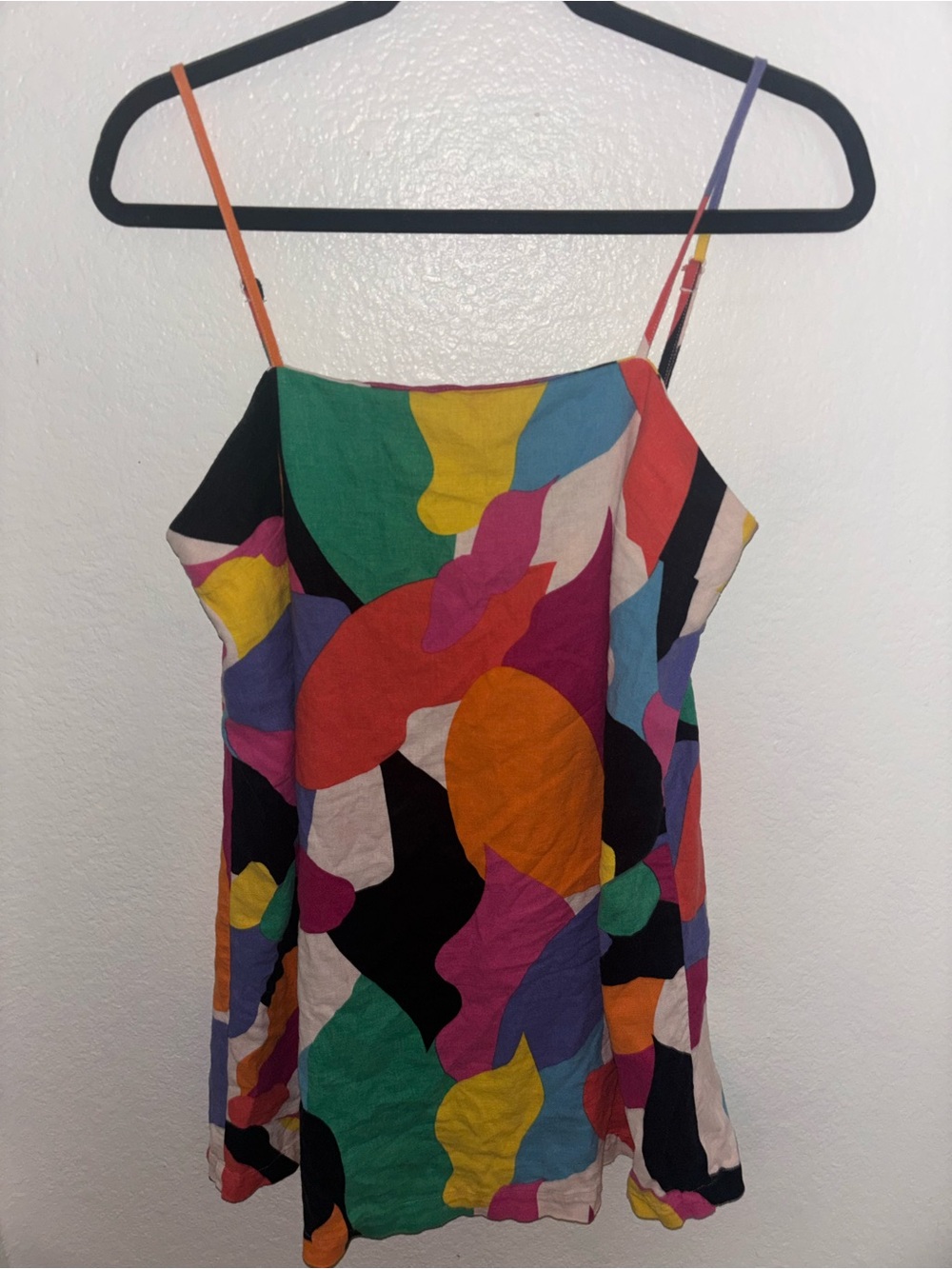 Multicolor Abstract Print Spaghetti Strap Women's Mini Sun Dress